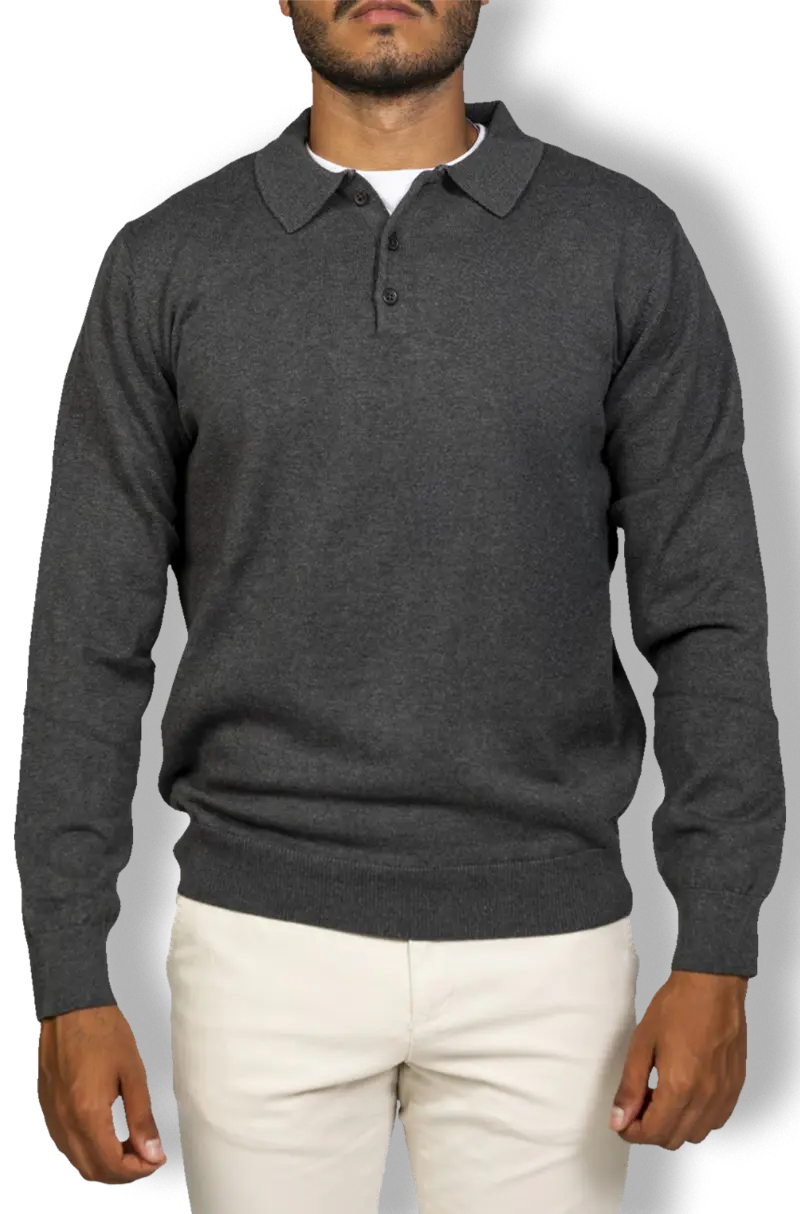 Jersey Cuello Polo Gris Marengo Kiko Bigot