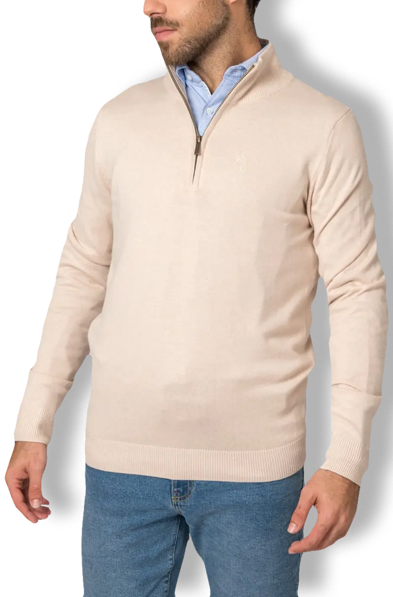 Jersey Cuello Cremallera Beige | Kiko Bigot