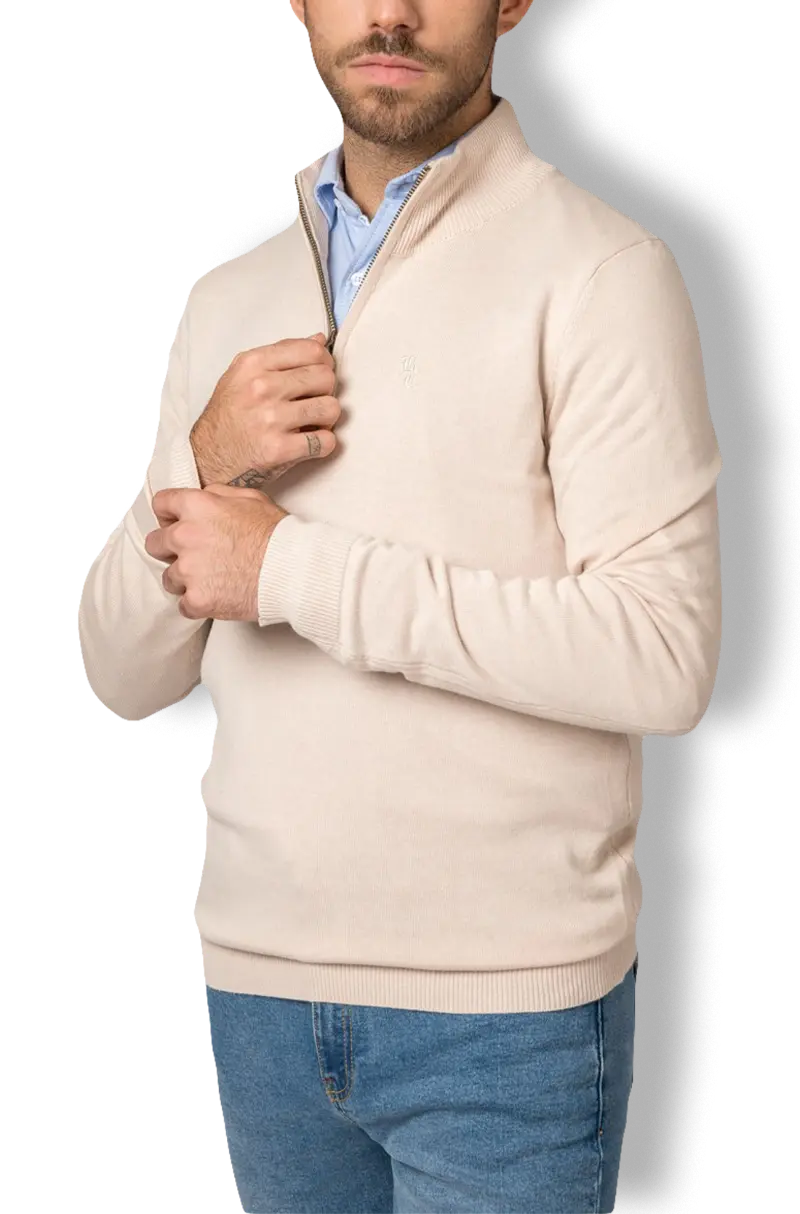 Jersey Cuello Cremallera Beige | Kiko Bigot