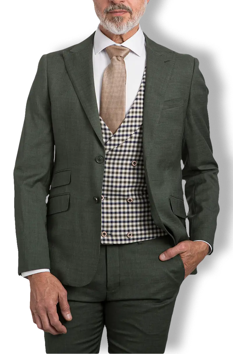 Chaleco Cruzado Cuadritos Verde y marino Kiko Bigot