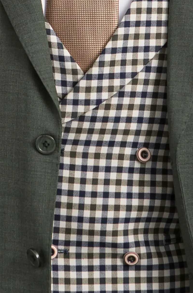 Chaleco Cruzado Cuadritos Verde y marino | Kiko Bigot