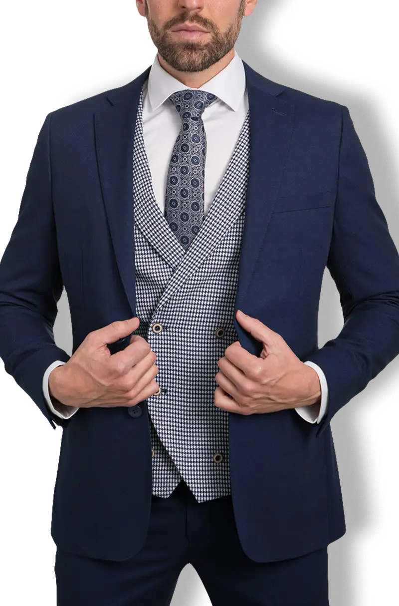 Chaleco Cruzado Pata de gallo Marino | Kiko Bigot