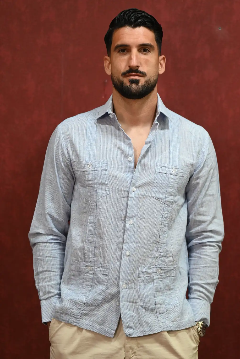Guayabera Rayas Finas Celeste Kiko Bigot