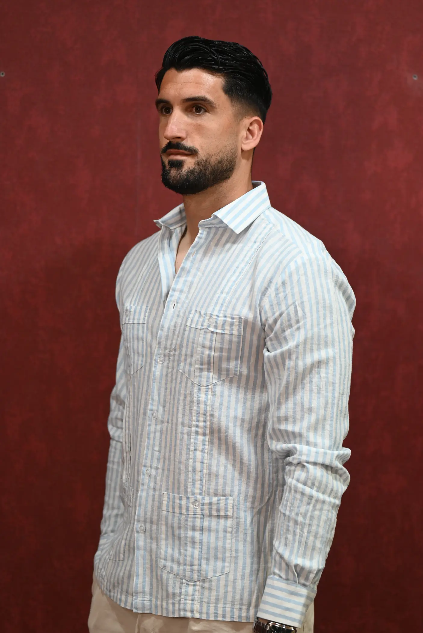 Guayabera Rayas Celeste | Kiko Bigot