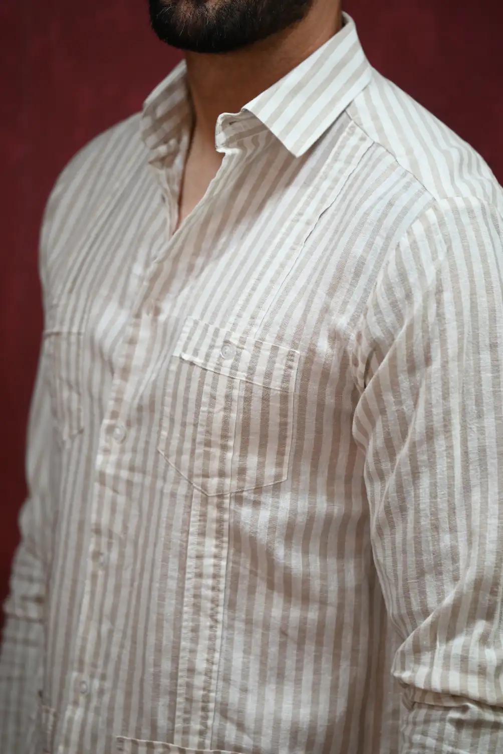 Guayabera Rayas Beige | Kiko Bigot